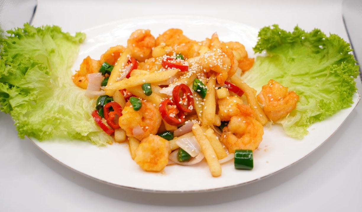 طبق الجمبري بالبطاطا